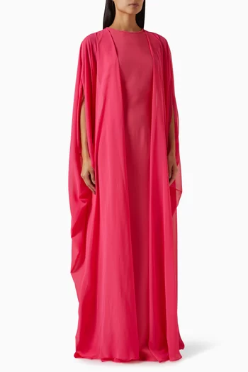 Overlay Cape Gown in Crepe