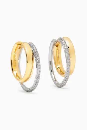Creoles Diamond Hoop Earrings in 9kt Yellow & White Gold
