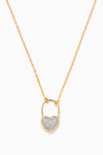 Padlock Heart Diamond Pendant Necklace in 9kt Gold
