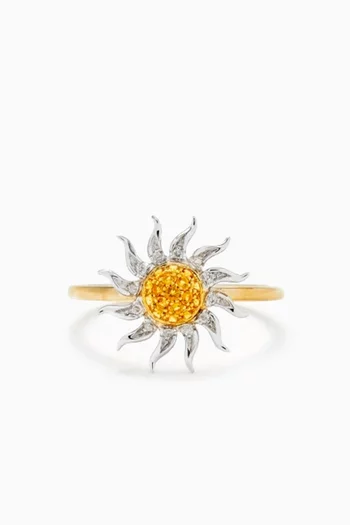 Mini Sun Diamond & Citrine Ring in 18kt Yellow Gold