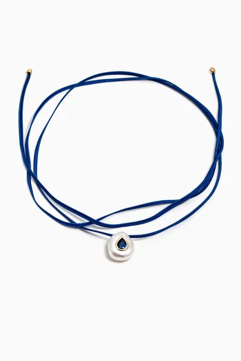 Evil Eye Pearl Necklace in 14kt Yellow Gold