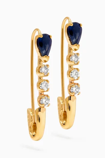 Gemstone Safety Pin Earrings in 14kt Yellow Gold