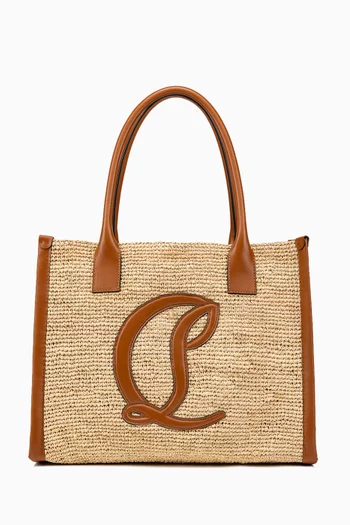 Large By My Side Tote Bag in Raffia & Calf Leather