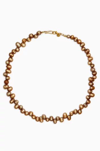 Pearl Necklace in Gold-plated Brass