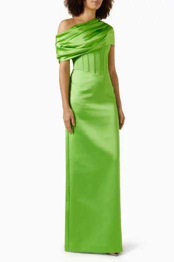 Guede Asymmetrical Off-shoulder Gown