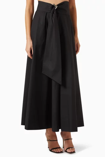 Pleated Midi Skirt in Cotton-poplin