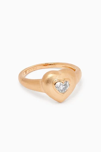 Heart Diamond Pinky Ring in 18kt Yellow Gold