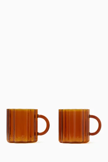 Wave Mug in Glass, Set of 2