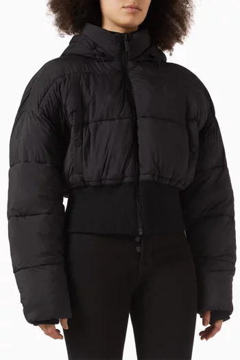 Cropped Hooded Puffer Jacket in Nylon