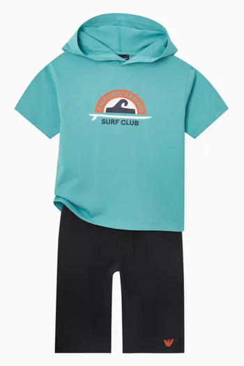 T-shirt & Shorts Set in Cotton Jersey & Cotton Piqué Jersey