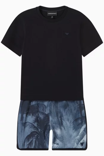 Palm-tree T-shirt & Shorts Set