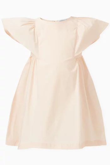 Frill-sleeve Dress in Poplin