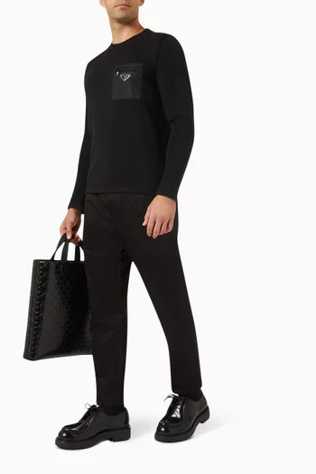 Logo Patch-pocket Sweater in Wool-knit & Nylon