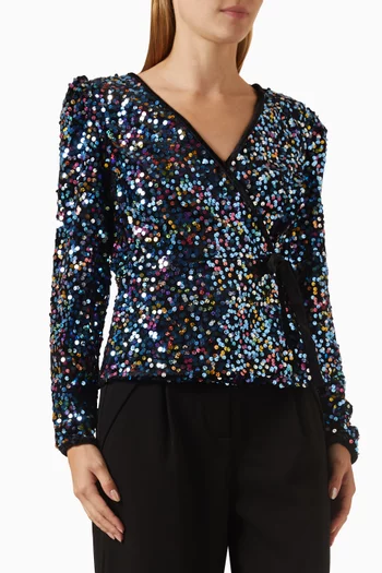 Yaskillo Wrap Top in Sequins