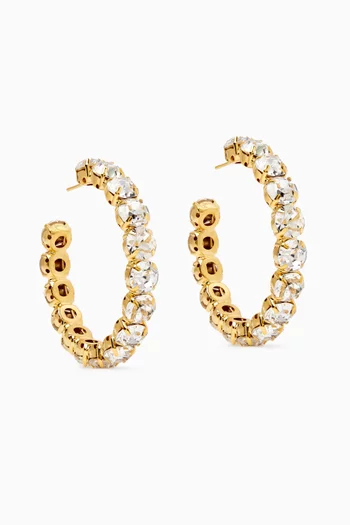 Crystal Hoop Earrings in Brass