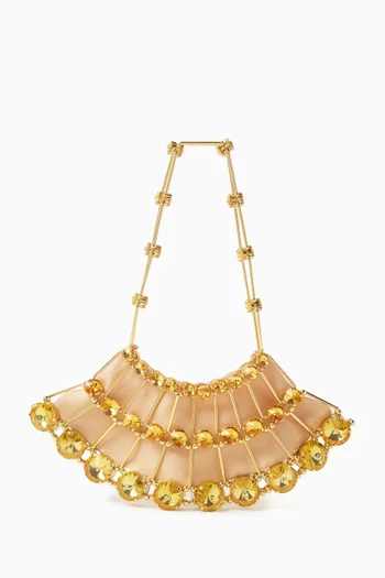 Clochette Soubresaut Bag in Gold-plated Brass & Crystals