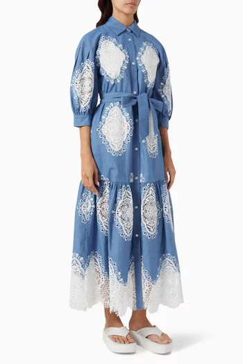 Bianca Broderie Anglaise Maxi Dress in Cotton-blend