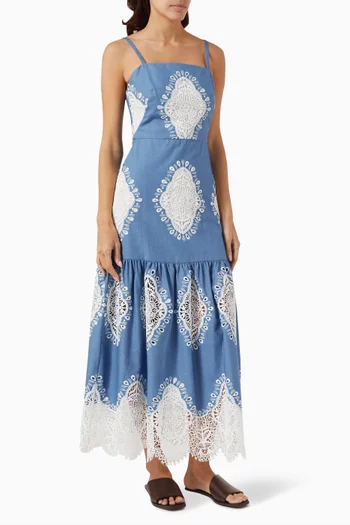 Cordelia Broderie Anglaise Maxi Dress in Cotton-blend