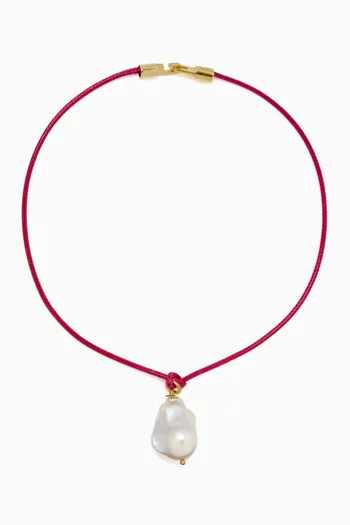 Pearl Charm Thread Necklace Choker