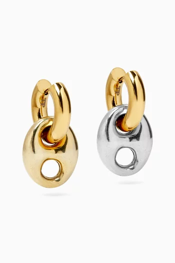 Coffee Bean Pendant Huggie Earrings in Gold-plated Brass