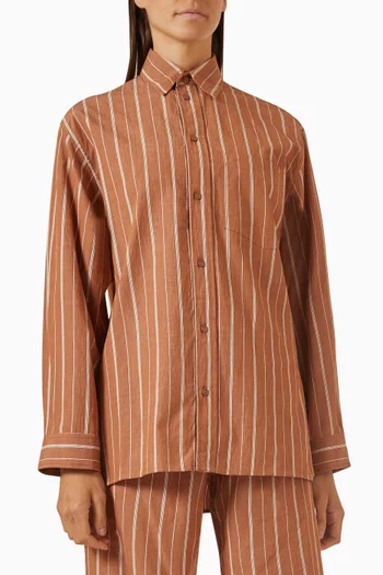 Relaxed Striped Shirt in Cotton & Linen-blend
