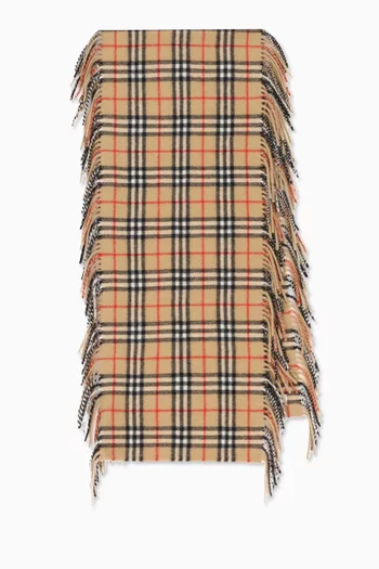 Vintage Check Fringed Scarf in Cashmere