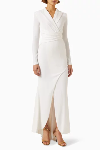 Wrap-style Maxi Dress in Stretch Crepe
