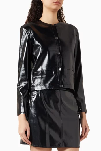 Crop Jacket in Patent Faux Leather