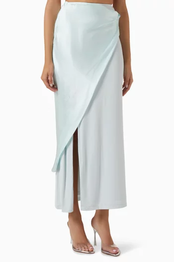 Alessia Draped Maxi Skirt in Viscose Jersey & Silk