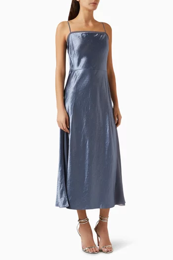 Sheer Panelled Slip Dress in Satin