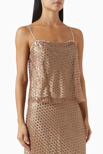 Beaded Straight Cami Top in Sequins