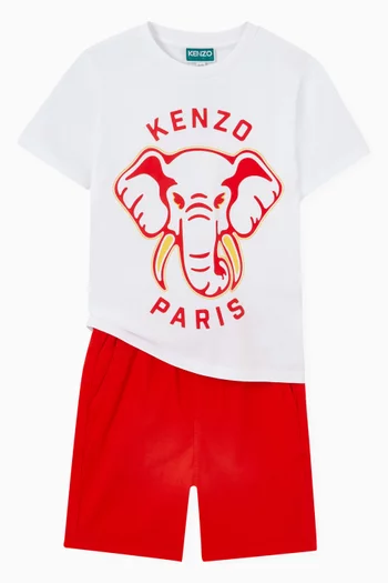 تي شيرت بطبعة فيل وشعار الماركة قطن عضوي