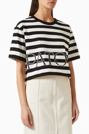 Breton Stripe Cropped T-shirt in Cotton