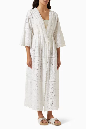Ava Embroidered Kaftan in Cotton