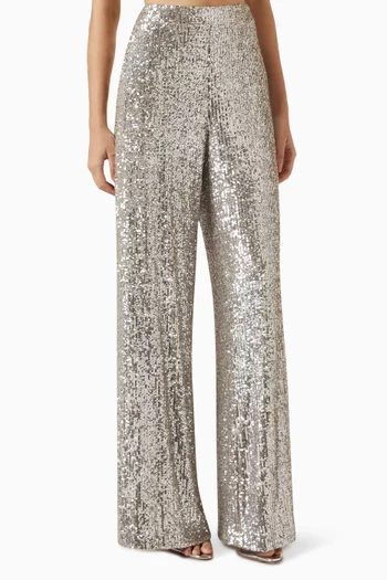 Wide-leg Pants in Sequin Tulle