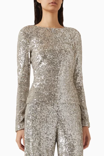 Long-sleeve Top in Sequin Tulle