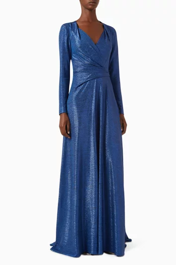 Off-Shoulder Maxi Gown in Mirrorball Stretch