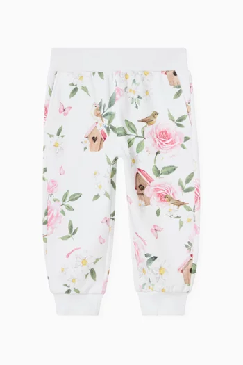 Floral Joggers in Cotton Jersey