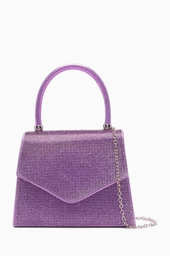 Top-handle Bag in Crystal-embellish PU