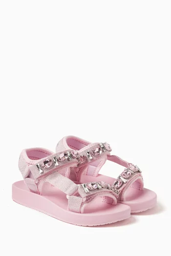 Crystal-embellished Sandals in Technical Fabric