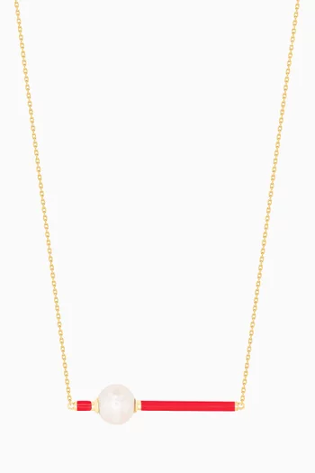 Kiku Glow Neon Freshwater Pearl Necklace in 18kt Yellow Gold