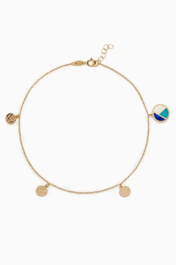 Amelia Barcelona Reversible Mosaic Charm Anklet in 18kt Gold