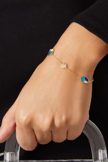 Amelia Barcelona Reversible Mosaic Mother-of-Pearl Bracelet in 18kt Gold