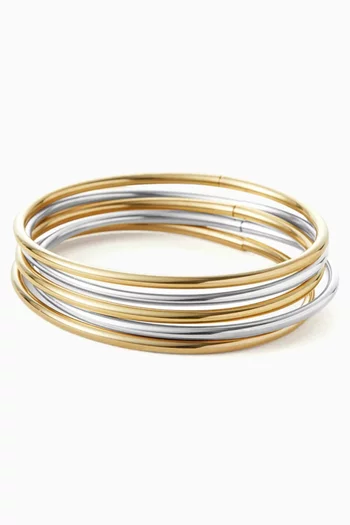 Dane Two-tone Bangle Set in Rhodium & Gold ion-plated Steel