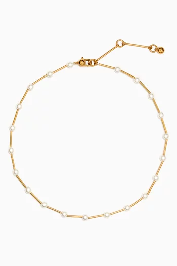 Sylvie Pearl Necklace in Gold Ion-plated Brass