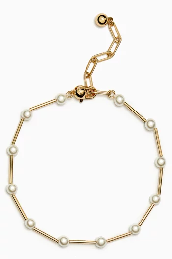 Sylvie Pearl Anklet in Gold Ion-plated Brass