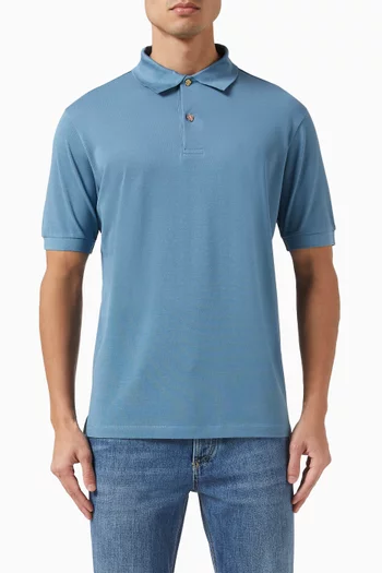 Charm Button Polo Shirt in Cotton
