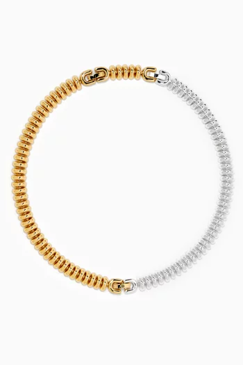 Sofia Two-tone Choker Necklace in Silver & Gold-tone Brass