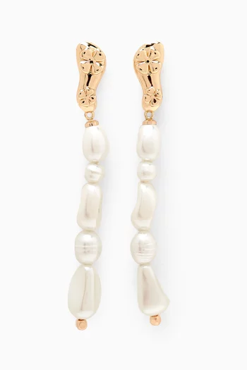 Eclo Pearl Drop Earrings in 18kt Gold-plated Metal