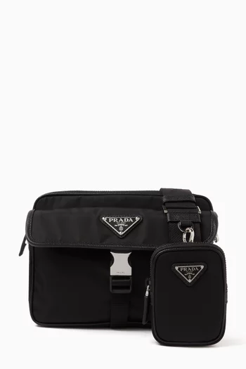 Shoulder Bag in Re-Nylon & Saffiano leather